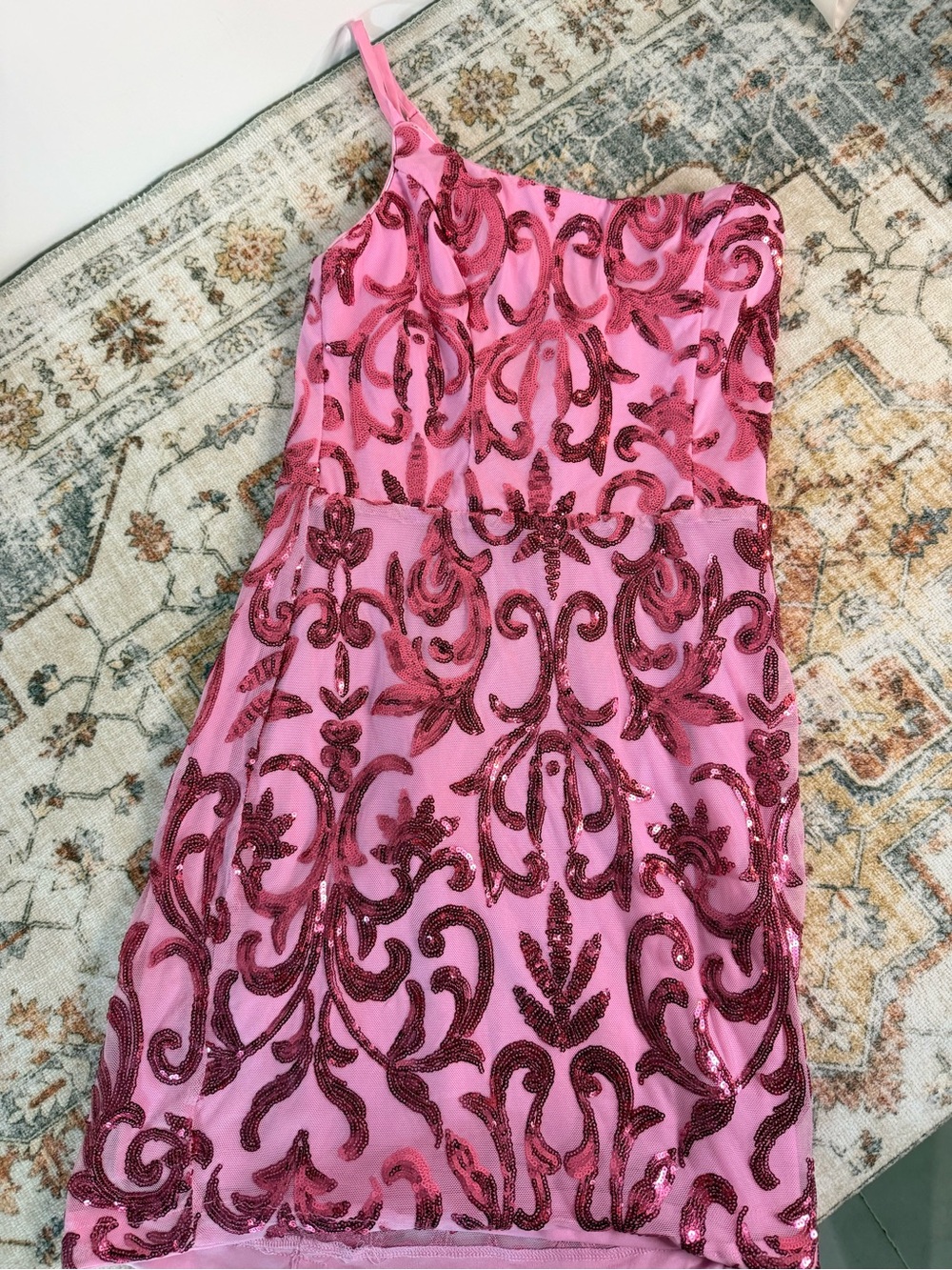 Lulu’s pink sequin party dress